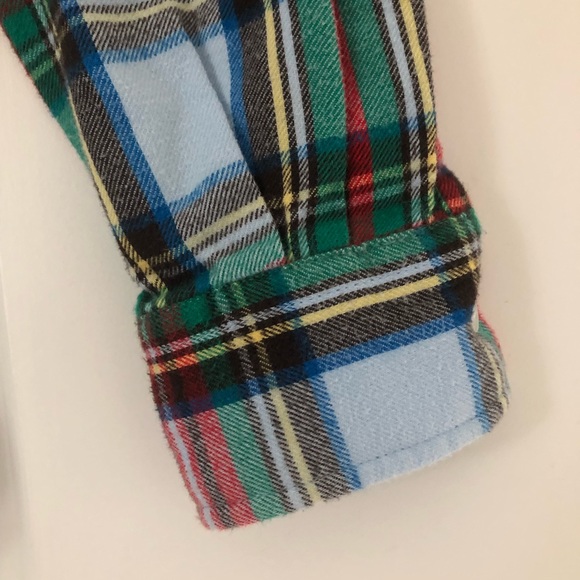 Lands’ End | Blue Green Red Flannel Button Down Short Long Sleeves Size 4 - Picture 7 of 7